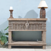 Antique Solid Wood Console Table Box With Iron Work 120X40X90 Cm